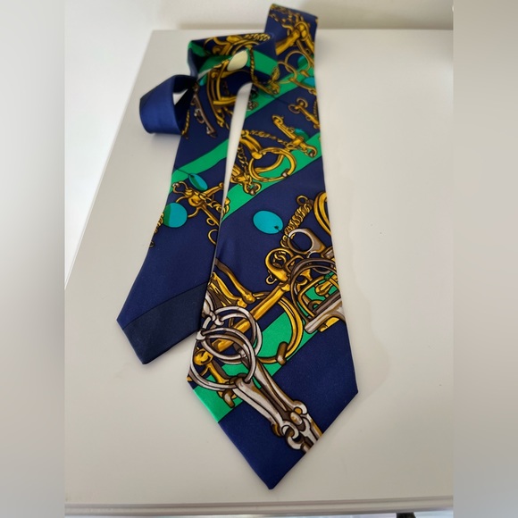 Hermès Silk Tie - Mors & Filets horsebit design - authentic vintage - Picture 2 of 4